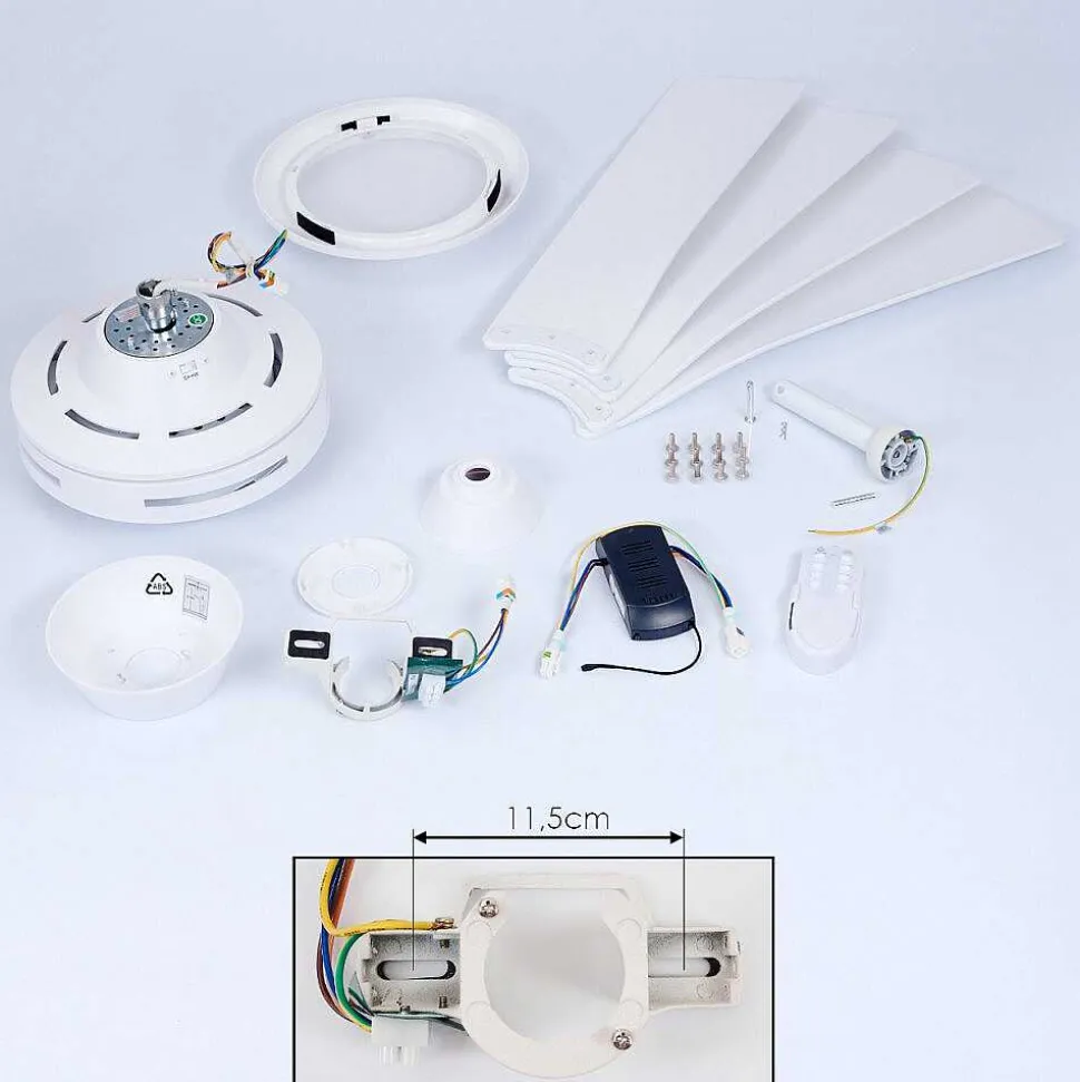 Ventilateur De Plafond Tjerne Led Blanc, 1 Lumiere, Telecommandes