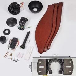 Ventilateur De Plafond Torgnes Brun, Couleur Bois, Noir, Telecommandes