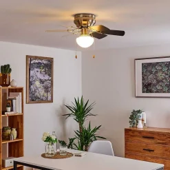 Ventilateur De Plafond Trillo Gris, Nickel Mat, Blanc, 1 Lumiere