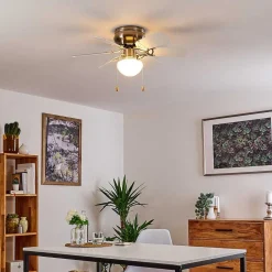 Ventilateur De Plafond Trillo Gris, Nickel Mat, Blanc, 1 Lumiere