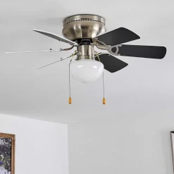 Ventilateur De Plafond Trillo Gris, Nickel Mat, Blanc, 1 Lumiere