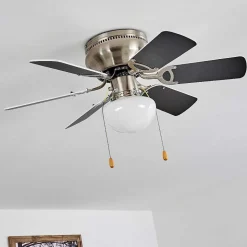 Ventilateur De Plafond Trillo Gris, Nickel Mat, Blanc, 1 Lumiere