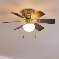 Ventilateur De Plafond Trillo Gris, Nickel Mat, Blanc, 1 Lumiere