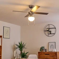 Ventilateur De Plafond Valletta Chrome, Argente, Blanc, 1 Lumiere