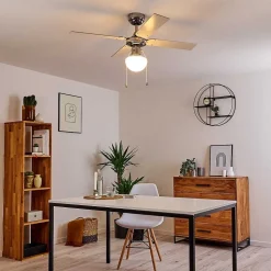 Ventilateur De Plafond Valletta Chrome, Argente, Blanc, 1 Lumiere