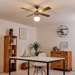 Ventilateur De Plafond Valletta Chrome, Argente, Blanc, 1 Lumiere