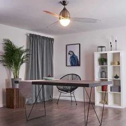 Ventilateur De Plafond Varazze Nickel Mat, Transparent, 1 Lumiere, Telecommandes