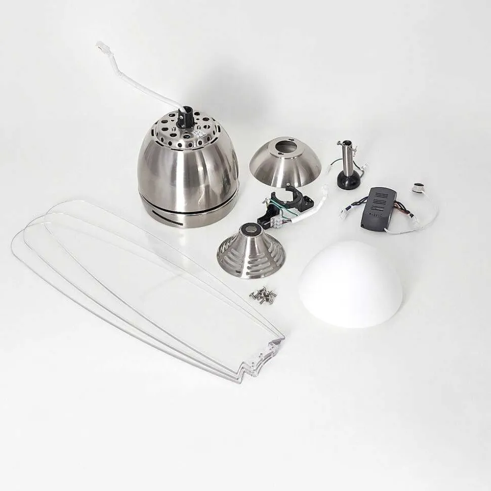 Ventilateur De Plafond Varazze Nickel Mat, Transparent, 1 Lumiere, Telecommandes