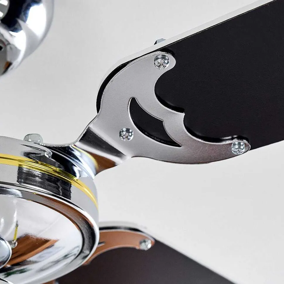 Ventilateur De Plafond Valletta Chrome, Noir, Blanc, 1 Lumiere