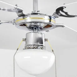 Ventilateur De Plafond Valletta Chrome, Noir, Blanc, 1 Lumiere