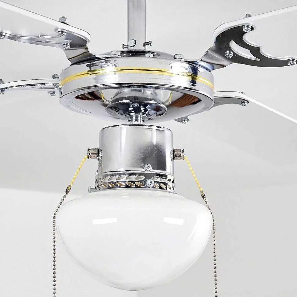 Ventilateur De Plafond Valletta Chrome, Noir, Blanc, 1 Lumiere