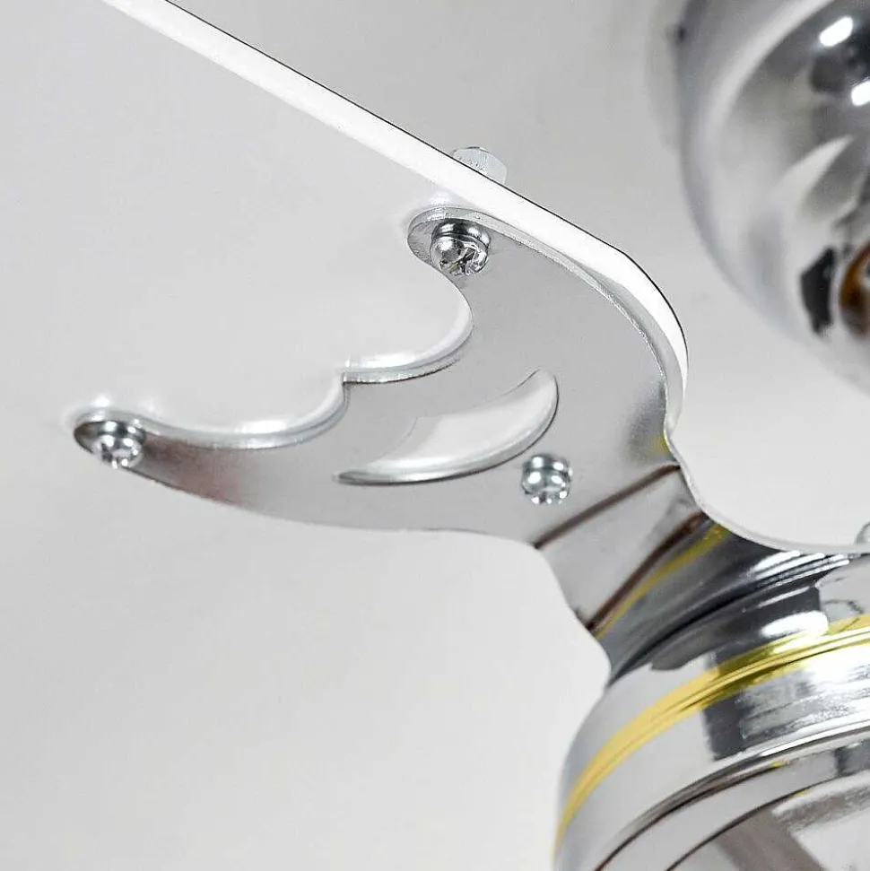 Ventilateur De Plafond Valletta Chrome, Noir, Blanc, 1 Lumiere