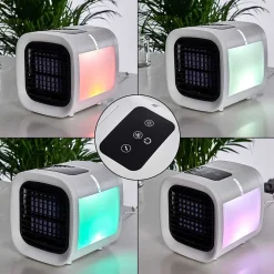 Ventilateur De Table Chania Led Noir, Blanc, 1 Lumiere, Changeur De Couleurs