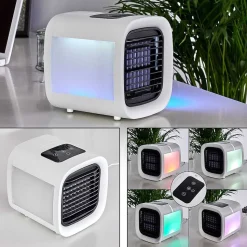 Ventilateur De Table Chania Led Noir, Blanc, 1 Lumiere, Changeur De Couleurs