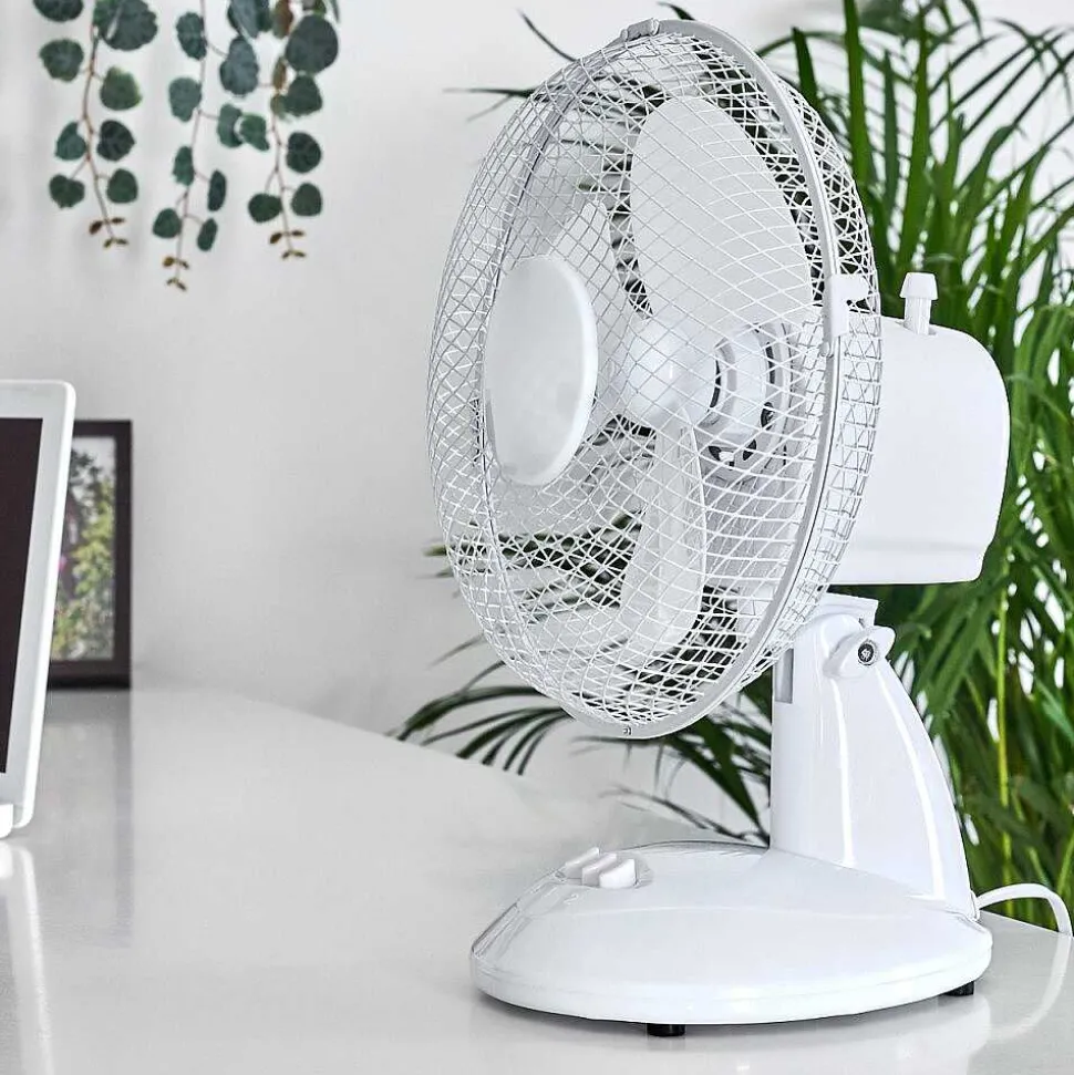 Ventilateur De Table Sopot Chrome, Blanc