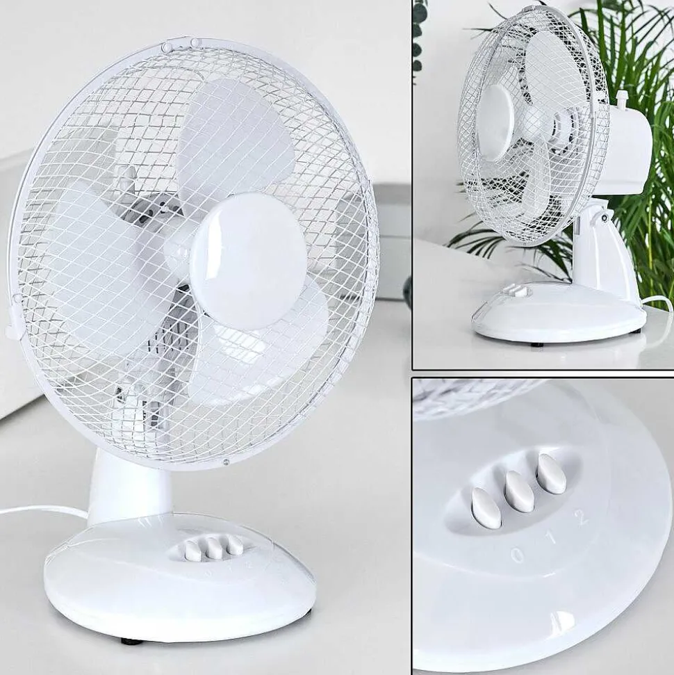 Ventilateur De Table Sopot Chrome, Blanc