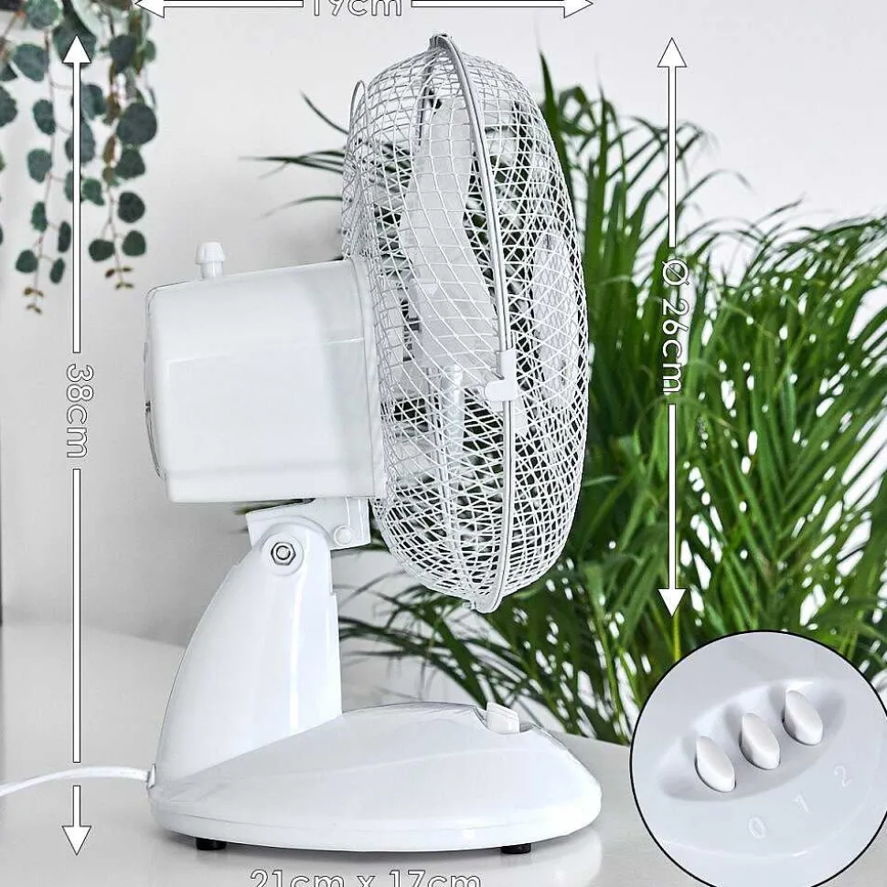 Ventilateur De Table Sopot Chrome, Blanc