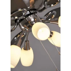 Ventilateur Globo Jerry Chrome, Acier Inoxydable, Nickel Mat, 5 Lumieres