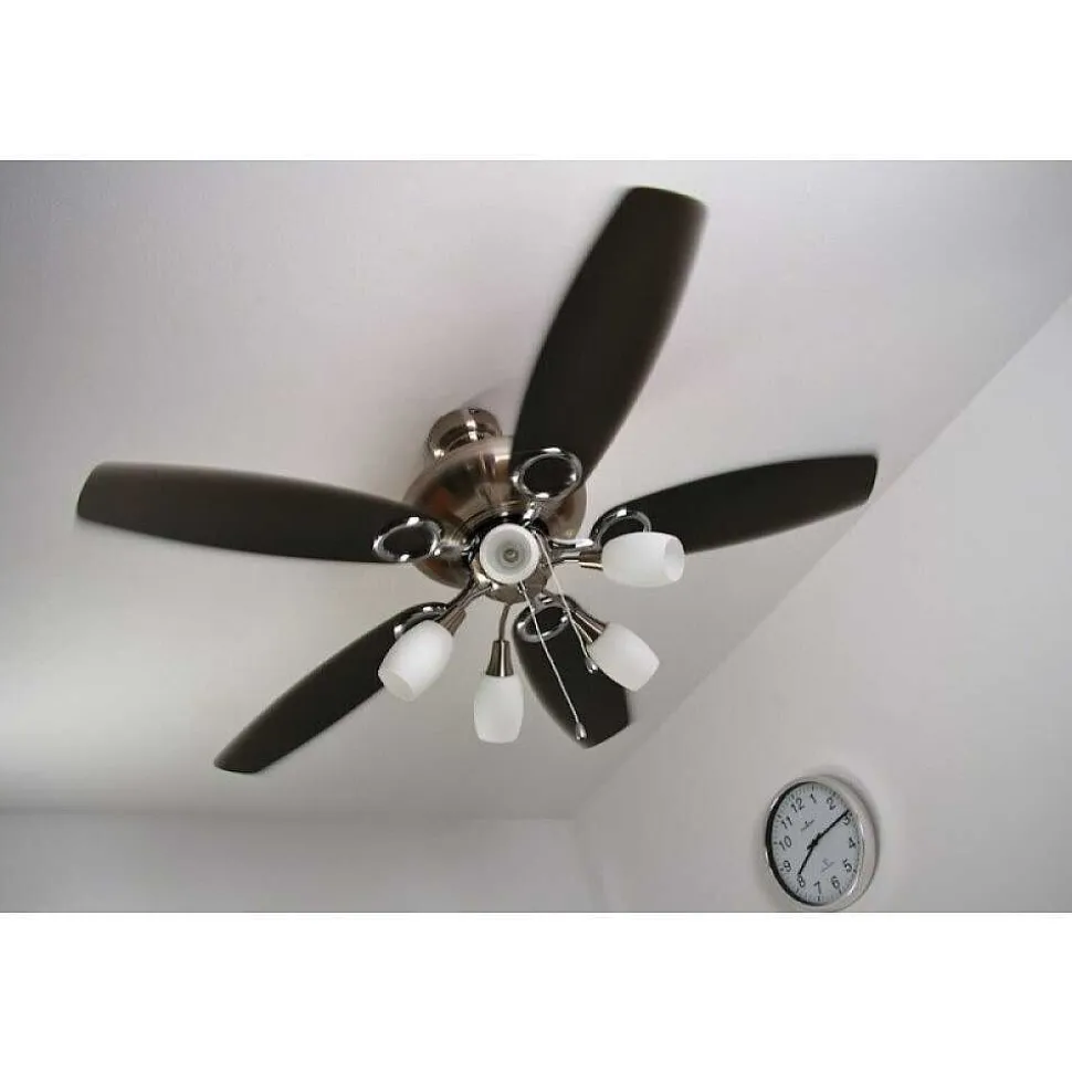 Ventilateur Globo Jerry Chrome, Acier Inoxydable, Nickel Mat, 5 Lumieres