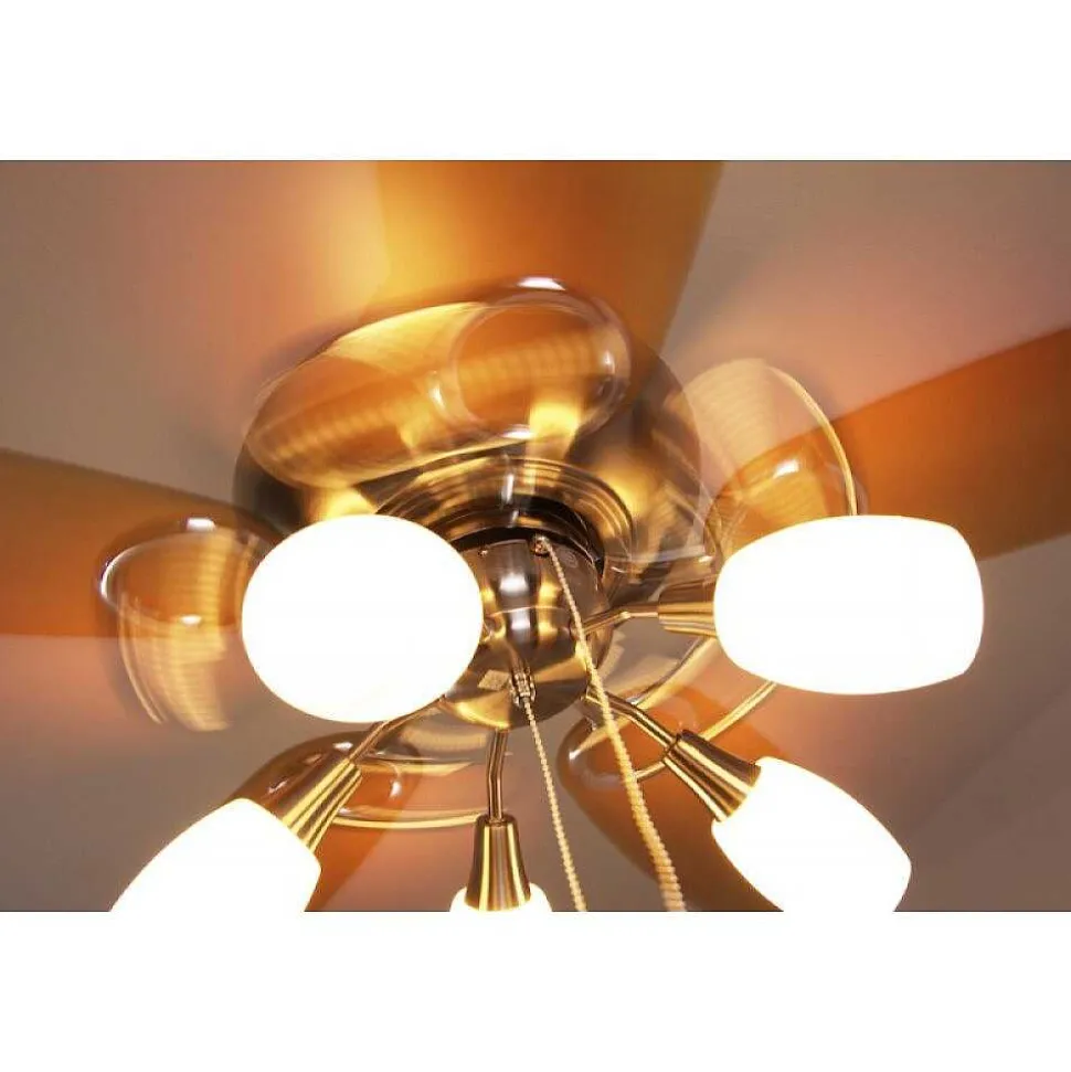 Ventilateur Globo Jerry Chrome, Acier Inoxydable, Nickel Mat, 5 Lumieres