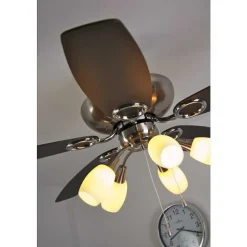 Ventilateur Globo Jerry Chrome, Acier Inoxydable, Nickel Mat, 5 Lumieres