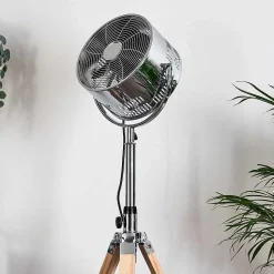Ventilateur Magaluf Chrome, Bois Clair