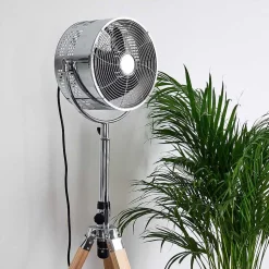 Ventilateur Magaluf Chrome, Bois Clair