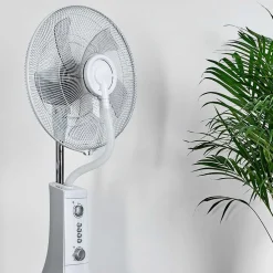 Ventilateur Rethymno Chrome, Argente, Blanc