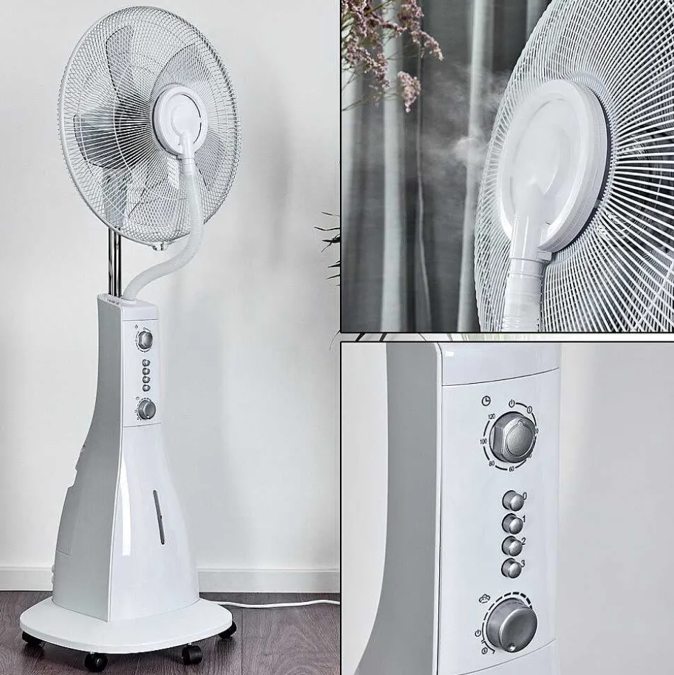 Ventilateur Rethymno Chrome, Argente, Blanc