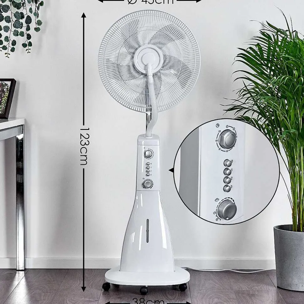 Ventilateur Rethymno Chrome, Argente, Blanc