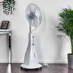 Ventilateur Rethymno Chrome, Argente, Blanc