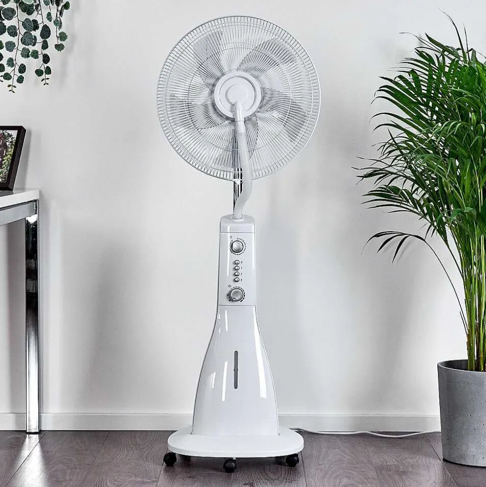 Ventilateur Rethymno Chrome, Argente, Blanc