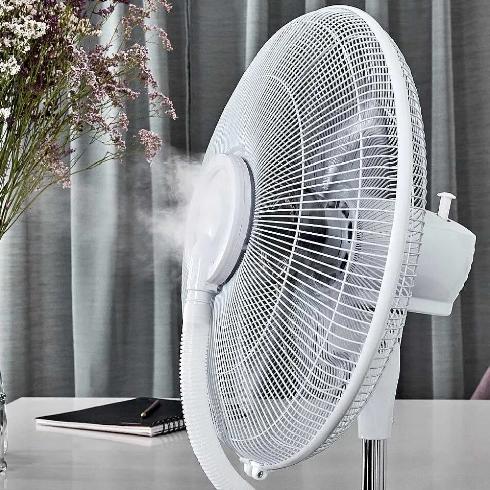 Ventilateur Rethymno Chrome, Argente, Blanc