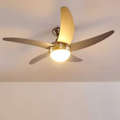 Ventilateurs De Plafond Morino Nickel Mat, Argente, 2 Lumieres, Telecommandes