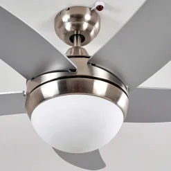 Ventilateurs De Plafond Morino Nickel Mat, Argente, 2 Lumieres, Telecommandes