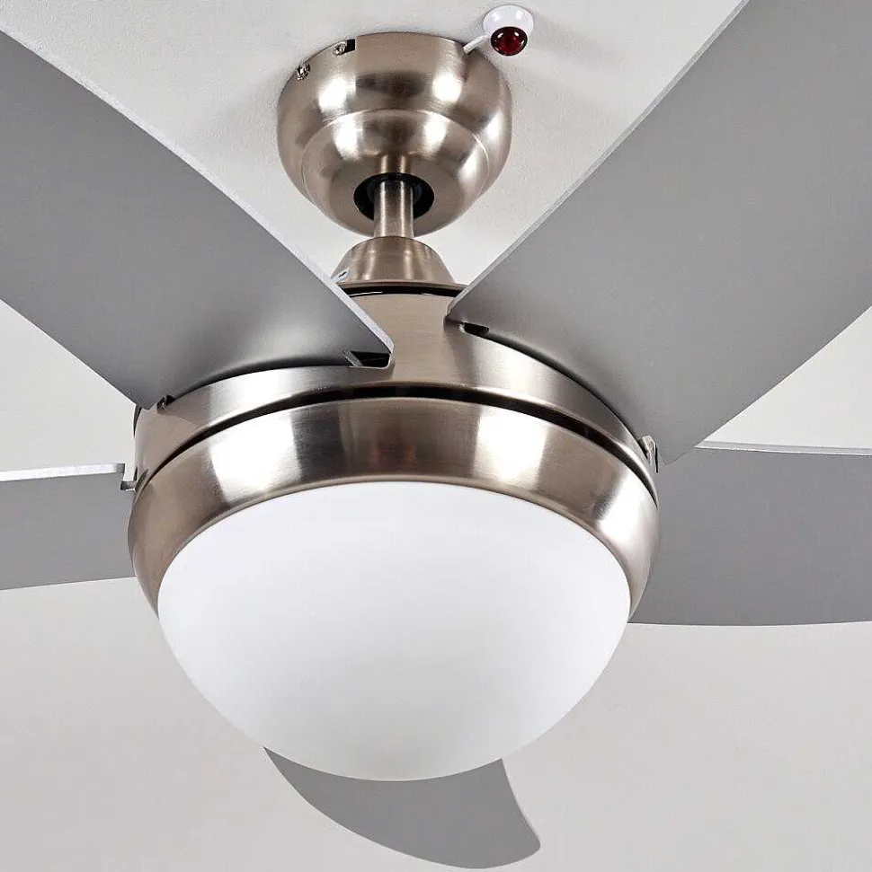 Ventilateurs De Plafond Morino Nickel Mat, Argente, 2 Lumieres, Telecommandes