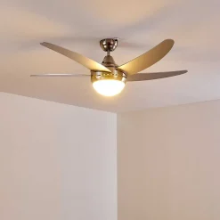 Ventilateurs De Plafond Morino Nickel Mat, Argente, 2 Lumieres, Telecommandes