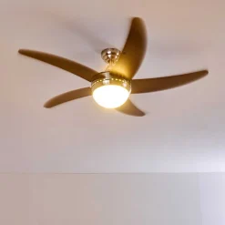 Ventilateurs De Plafond Morino Brun, Nickel Mat, 2 Lumieres, Telecommandes