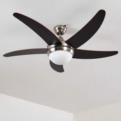 Ventilateurs De Plafond Morino Brun, Nickel Mat, 2 Lumieres, Telecommandes