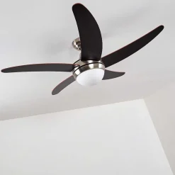 Ventilateurs De Plafond Morino Brun, Nickel Mat, 2 Lumieres, Telecommandes