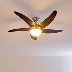 Ventilateurs De Plafond Morino Brun, Nickel Mat, 2 Lumieres, Telecommandes