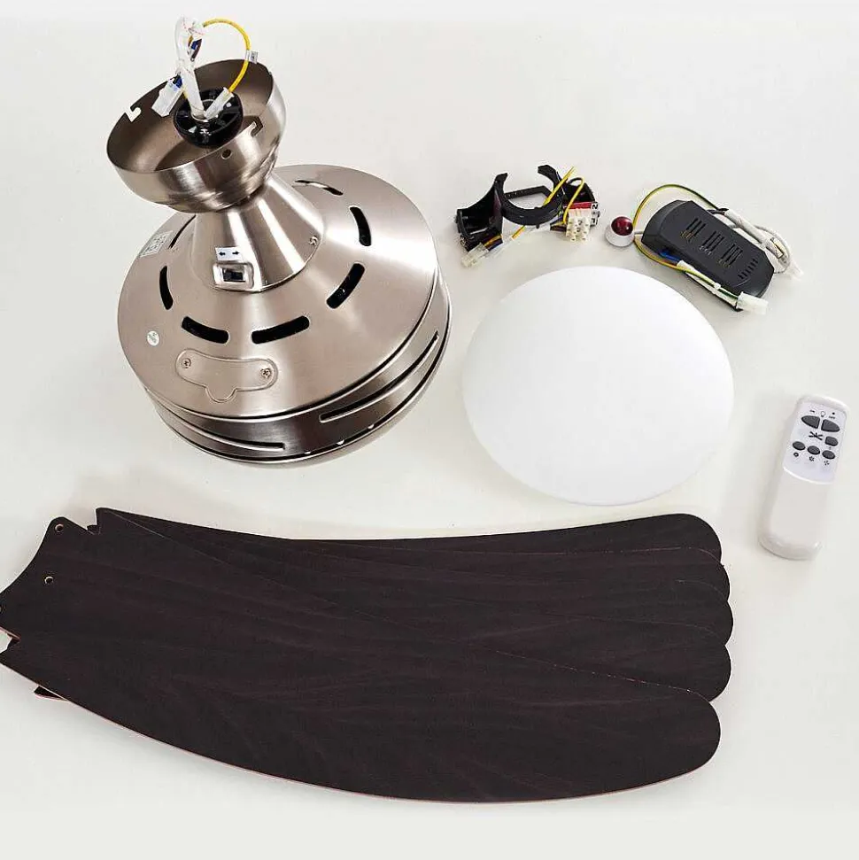 Ventilateurs De Plafond Morino Brun, Nickel Mat, 2 Lumieres, Telecommandes