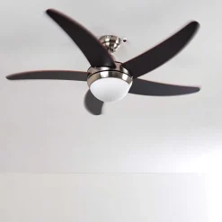 Ventilateurs De Plafond Morino Brun, Nickel Mat, 2 Lumieres, Telecommandes